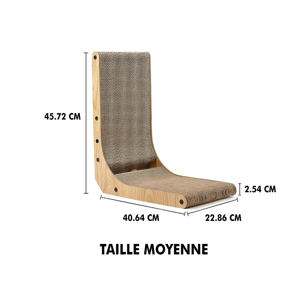 Griffoir pour Chat en Forme de L avec Jouet Balle Intégré
