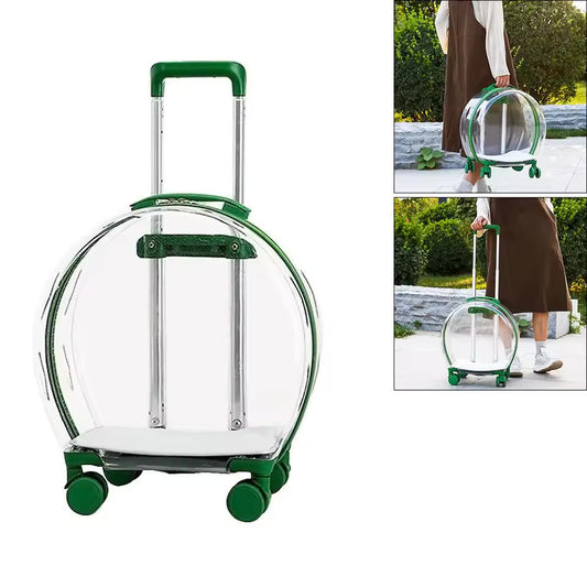 Valise de transport transparente pour chats – Design élégant avec roulettes et coussin confortable