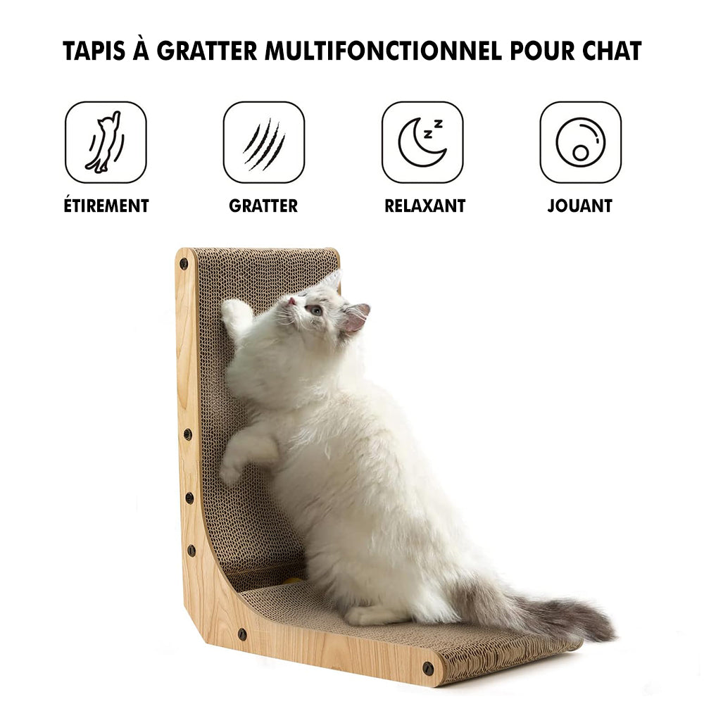 Griffoir pour Chat en Forme de L avec Jouet Balle Intégré